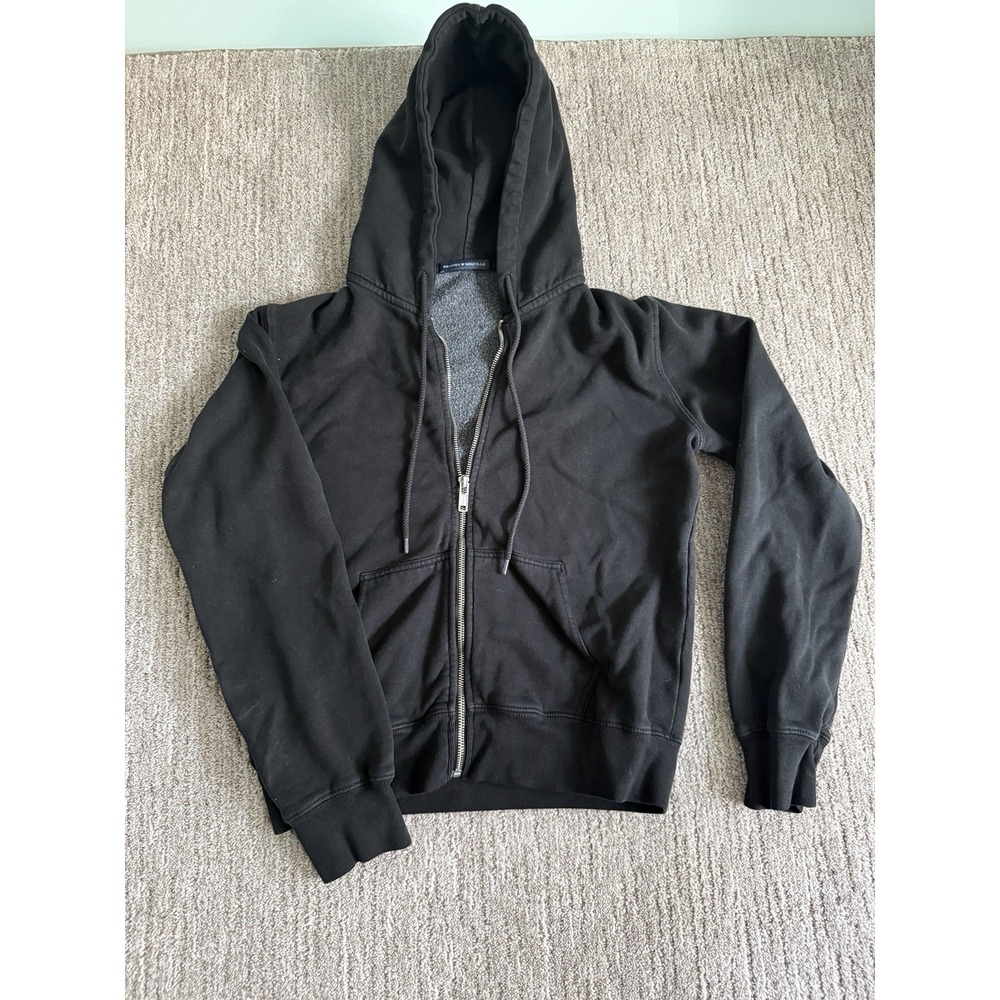 Brandy Melville Black Full Zip Hoodie Women's Regular Fit Fleece Hooded